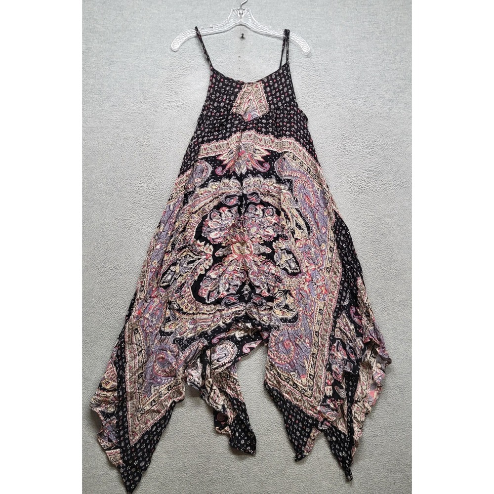 World Market Women Dress S/M Black Paisley Trapeze & Swing Bohemian Sleeveless